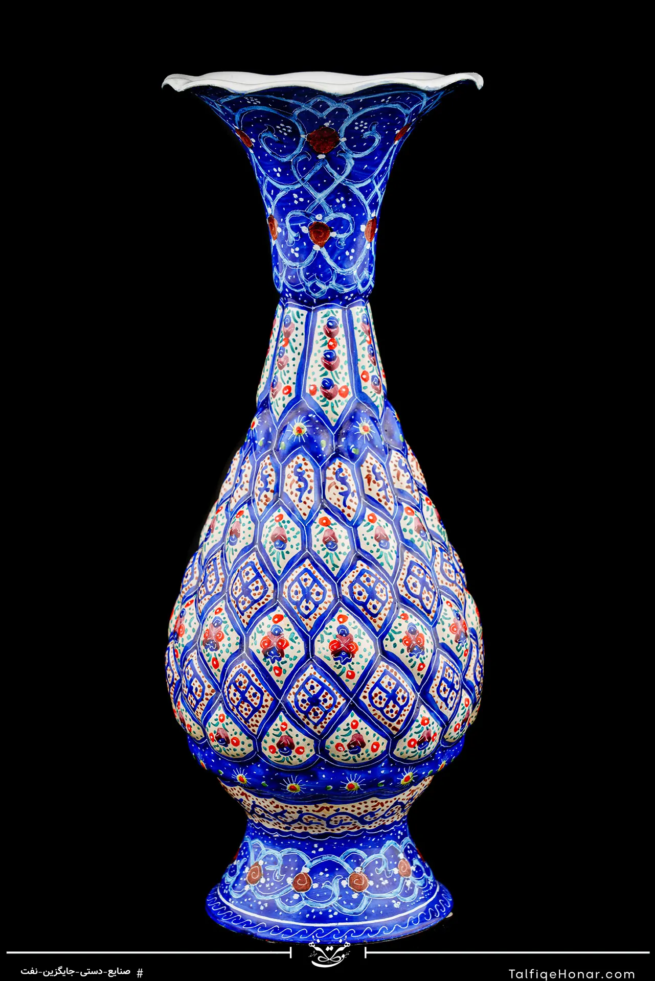 گلدان صراحی قلدار مینا کاری سایز 16 کد 001(10604)
