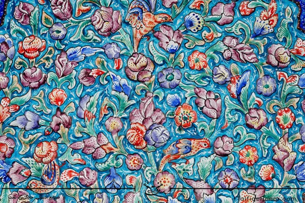 بشقاب برجسته مینا کاری گل و مرغ قطر 40 (10514)