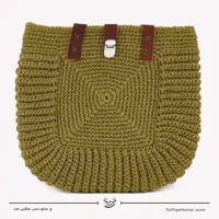 کیف قلاب بافی با الیاف طبیعی رافیا طرح ریحان رنگ فسفری سایز 28*30
