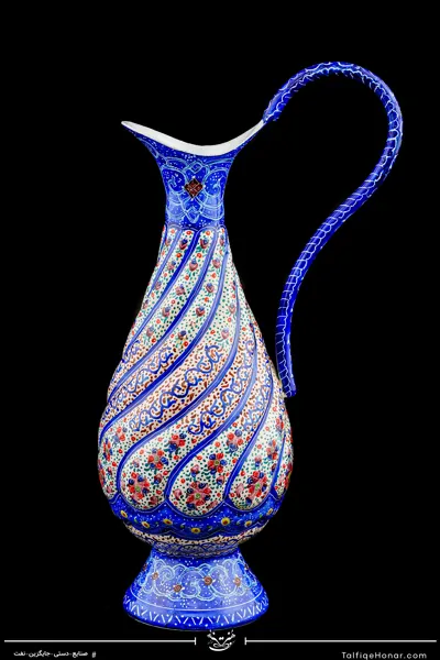  پارچ قلدار مینا کاری زمینه رنگ لاجوردی سایز 16(10604)