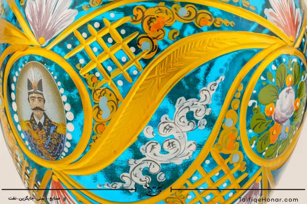 شکلات خوری آبگینه نقاشی شده آبی سایز 30