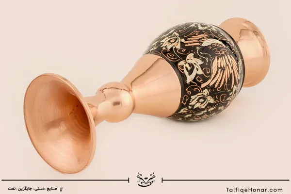 گلدان مس الماس تراش طرح ویژه نقره سایز 20