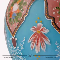 گلدان سه پوست نقاشی شده رنگ فیروزه ای سایز 24