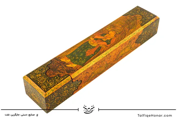 قلمدان چوب گردو نگارگری و تشعیر سایز 30