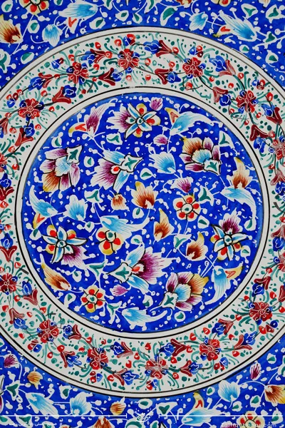 بشقاب مینا کاری گل و مرغ قطر 35(10514)