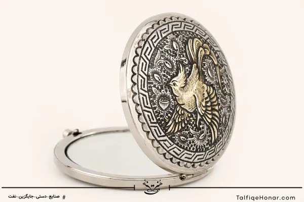  آینه برنج قلم زنی نقش سیمرغ سایز2*7*7