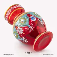 گلدان آبگینه نقاشی شده قرمز سایز 24