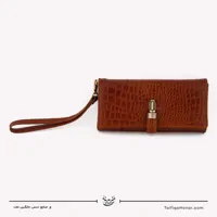 کیف دستی زنانه چرم طرح کروکدیل مدل آنا رنگ عسلی سایز 3*10*20