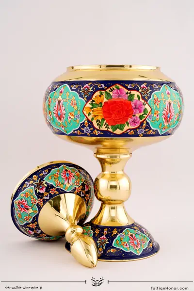 شکلات خوری برنجی پرداز با ورق طلا سایز 43(10002)
