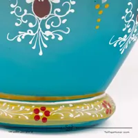 گلدان سه پوست نقاشی شده فیروزه ای سایز 28