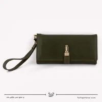 کیف دستی زنانه چرم مدل آنا رنگ زیتونی سایز 3*10*20