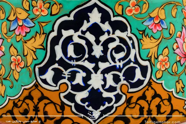 جاجواهری استوانه مس تمام پرداز چهار ترنج گل و مرغ کد (10526)