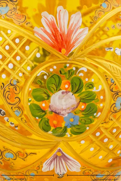 شکلات خوری آبگینه نقاشی شده زرد سایز 30