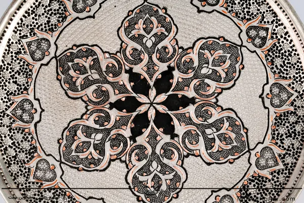 سینی مسی قلمزنی طرح اسلیمی قطر 25(10706)