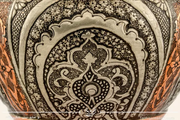 قندان مس سیبی قلمزنی سایز 30
