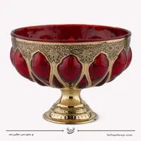 ظرف میوه خوری قلمزنی و آبگینه رنگ قرمز قطر 23