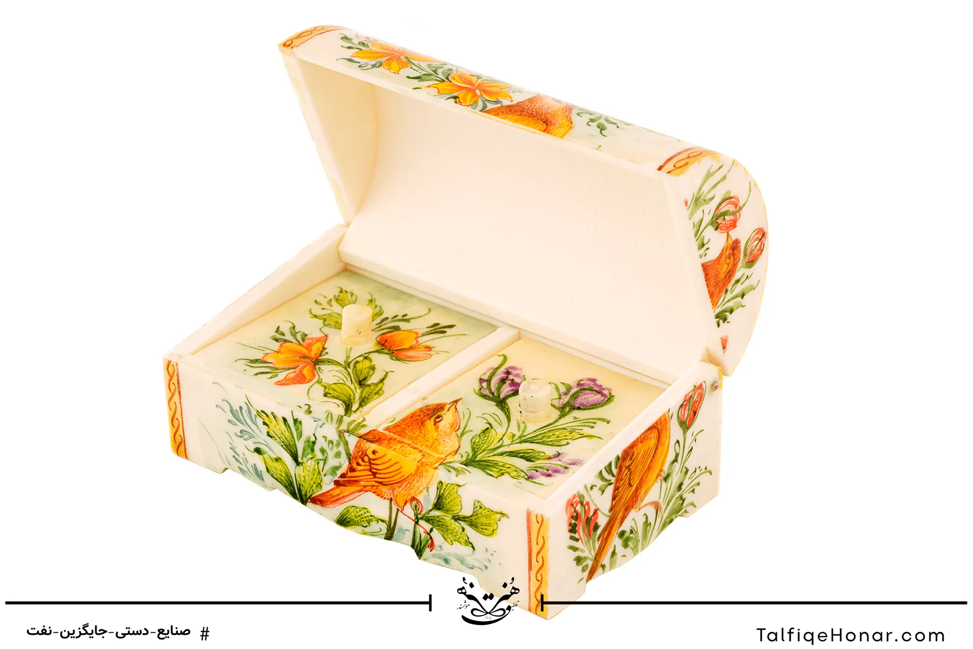  جعبه نقاشی زیرلاکی استخوان دو خانه سایز 9