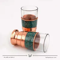 سرویس 6 نفره شربت خوری مس فیروزه کوبی