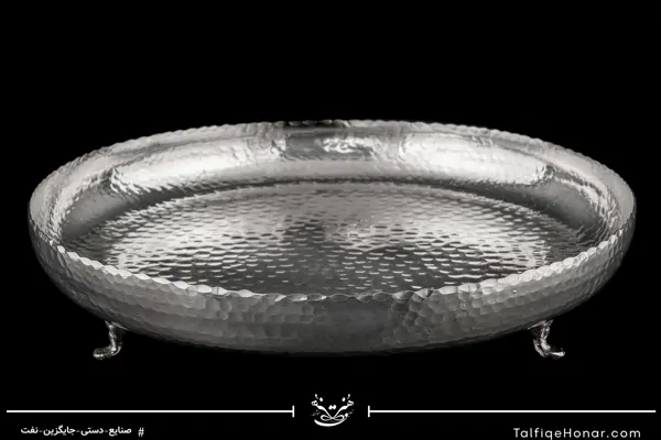 ظرف پذیرایی مسی چکش کاری سه پایه دار سایز 7*31