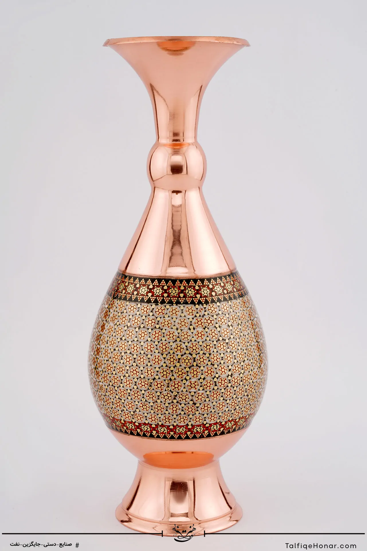 گلدان صراحی مس خاتم سایز 25 کد 001(10482)