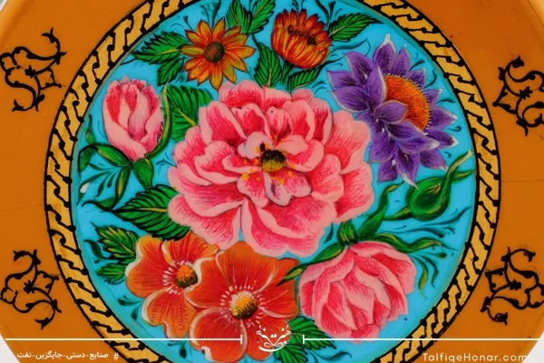 جاجواهری استوانه مس تمام پرداز چهار ترنج گل و مرغ کد (10526)