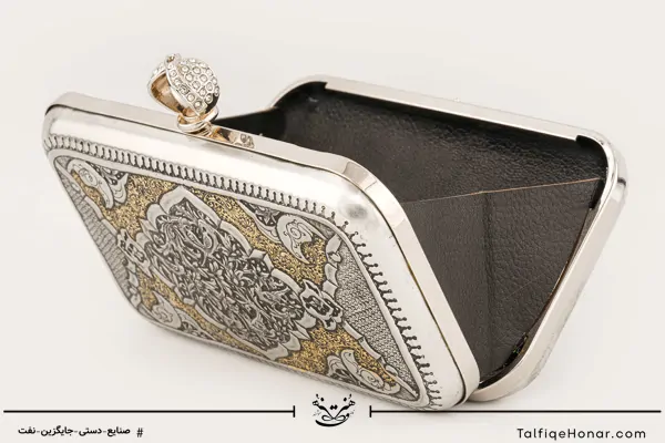 کیف قلم زنی گل و مرغ و ترنج اسلیمی سایز 14*20 کد 10443