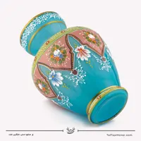 گلدان سه پوست نقاشی شده فیروزه ای سایز 28