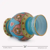 گلدان سه پوست نقاشی شده رنگ فیروزه ای سایز 24