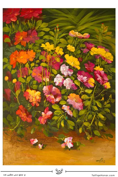 تابلو نقاشی رنگ روغن طرح گل سایز 100*70