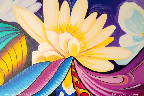  تابلو نقاشی رنگ روغن طرح گلی برای نیلوفر سایز 100*70