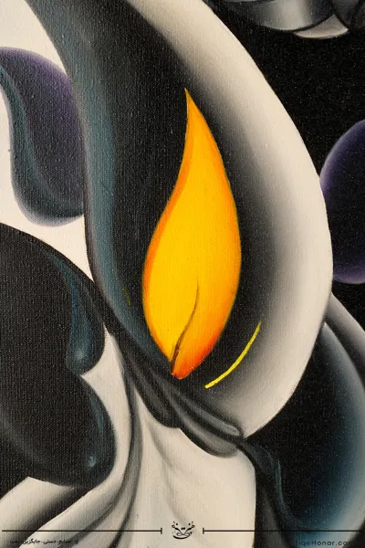 تابلو نقاشی رنگ روغن طرح جام هستی سایز 100*70