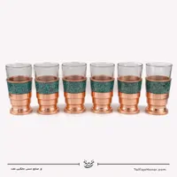 سرویس 6 نفره شربت خوری مس فیروزه کوبی