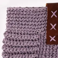 کیف قلاب بافی با الیاف طبیعی رافیا طرح ریحان رنگ یاسی سایز 28*30