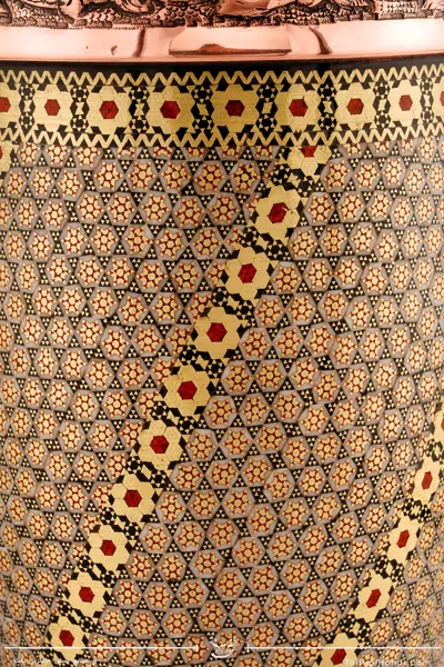 گلدان مس خاتم ماری قلم زنی اعلاء سایز 36(10002)