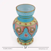 گلدان سه پوست نقاشی شده رنگ فیروزه ای سایز 24