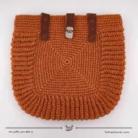 کیف قلاب بافی با الیاف طبیعی رافیا طرح ریحان رنگ آجری سایز 28*30