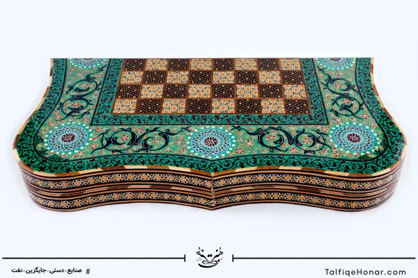  تخته نرد دالبری خاتم طرح اسلیمی و ختایی (10002)