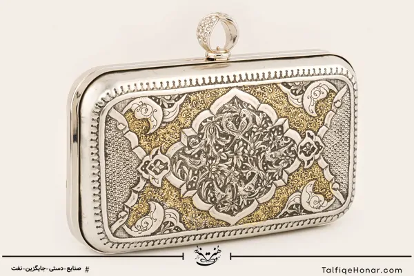 کیف قلم زنی گل و مرغ و ترنج اسلیمی سایز 14*20 کد 10443