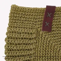 کیف قلاب بافی با الیاف طبیعی رافیا طرح ریحان رنگ فسفری سایز 28*30