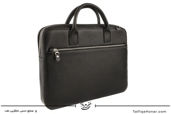 کیف اداری چرم گاوی فلوتر بغل زیپ دار مدل میلاد رنگ مشکی