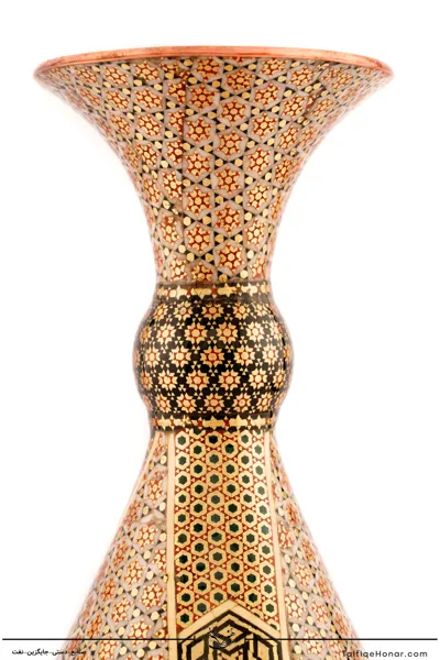 گلدان صراحی مس تمام خاتم سایز 25 کد 001(10482)