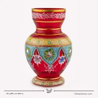 گلدان آبگینه نقاشی شده قرمز سایز 24