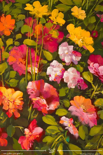 تابلو نقاشی رنگ روغن طرح گل سایز 100*70