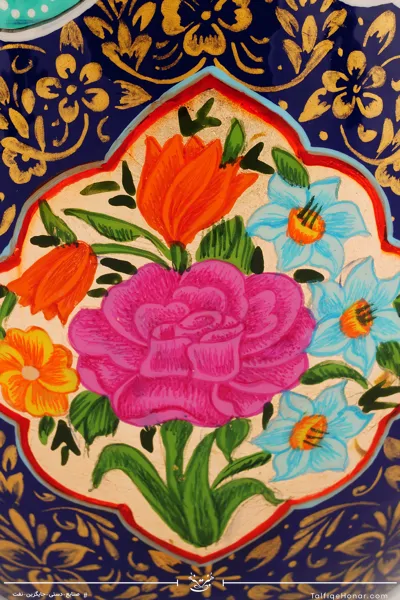 گلدان بلونی مس تمام پرداز با ورق طلا سایز 21 کد(10526)