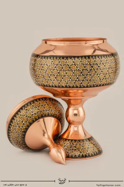 شکلات خوری مس خاتم کاری سایز 23 (10482)