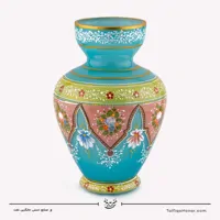 گلدان سه پوست نقاشی شده فیروزه ای سایز 28
