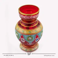 گلدان آبگینه نقاشی شده قرمز سایز 24