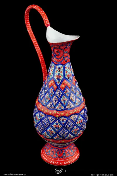 پارچ قلدار مینا کاری زمینه رنگ قرمز سایز 16(10604)