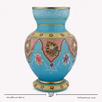 گلدان سه پوست نقاشی شده رنگ فیروزه ای سایز 24