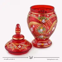 شکلات خوری آبگینه نقاشی شده قرمز سایز 30